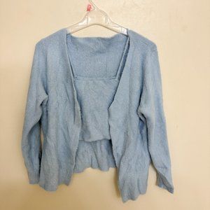 1XL - Plus Solid Fuzzy Knit Cami Top & Open Front Cardigan